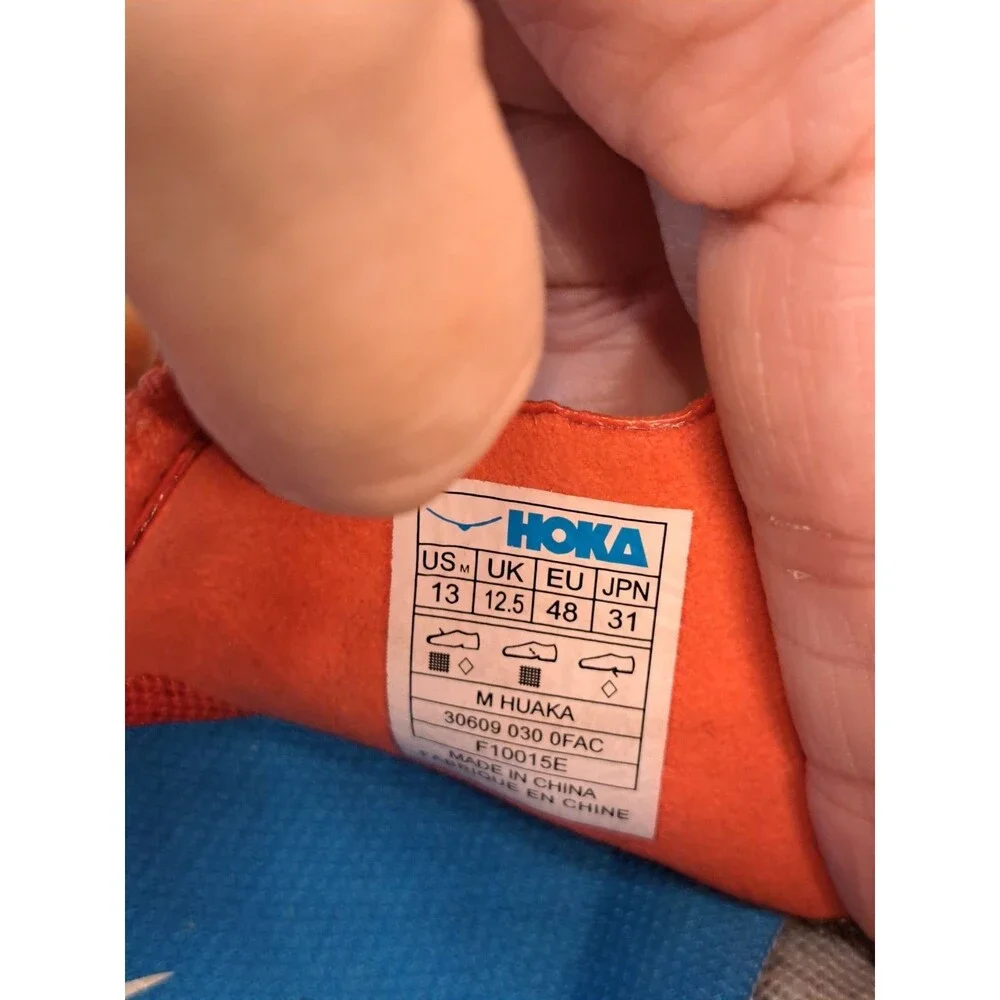 HOKA ONE ONE Huaka Men's Running Sneakers Breathable Mesh US 13 Orange/Black